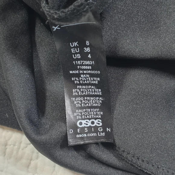 ASOS DESIGN Black Long Sleeve V Neck Mini Dress with Tie Belt in - Picture 12 of 12